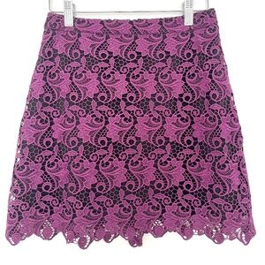 ALICE + OLIVIA Pink/Purple & black lace mini skirt - Size 0